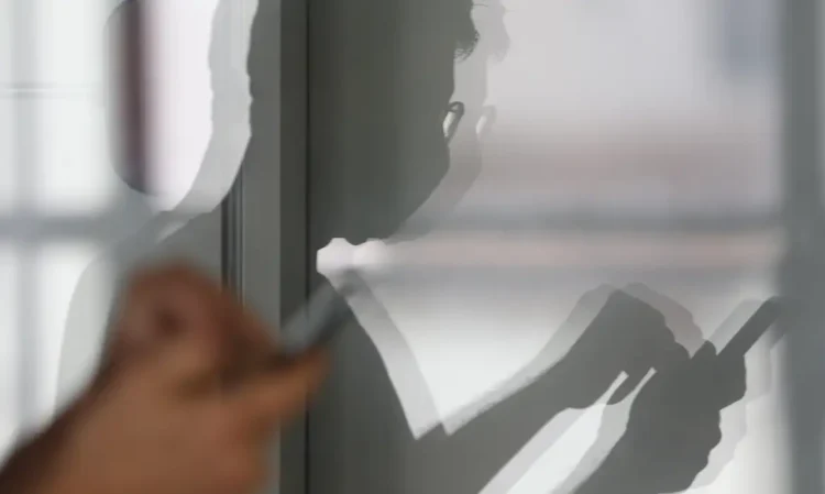 Sombra de pessoa usando celular, simbolizando ações suspeitas.