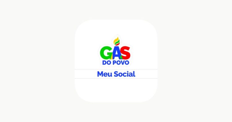 Ícone do aplicativo "Meu Social" com o logo "Gás do Povo", indicando a plataforma para consulta de benefícios sociais.