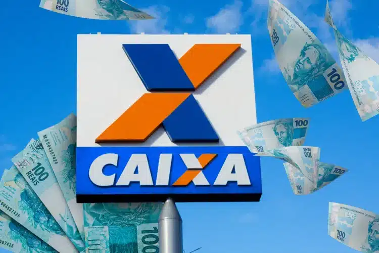 Milhares de brasileiros possuem direito ao saque de R$ 6.220 da CAIXA 1 Logo da Caixa Econômica Federal sob um céu azul, com notas de 100 reais flutuando, simbolizando o saque de R$ 6.220.