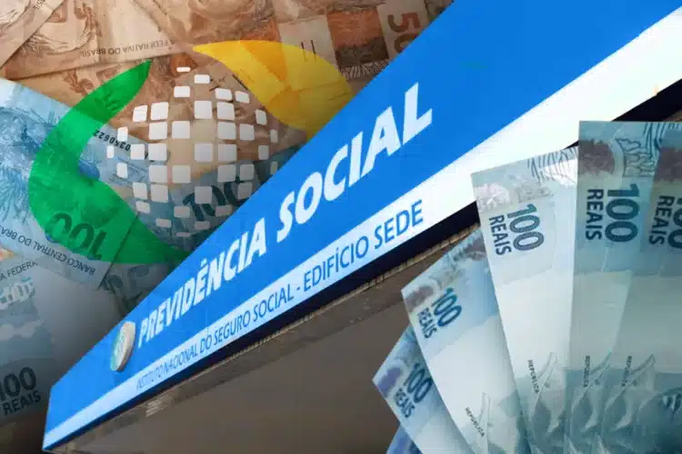 INSS vai pagar até R$ 8.157,41 em novembro — descubra se você é um dos beneficiados! 1 Imagem de cédulas de R$ 100 e a fachada do INSS, representando o pagamento de benefícios em novembro.
