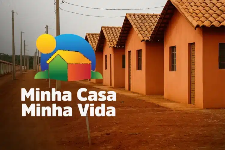 Casas populares do programa Minha Casa Minha Vida alinhadas em um conjunto habitacional.