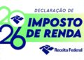 Banner da Declaração de Imposto de Renda 2026 com logo da Receita Federal sobre fundo claro